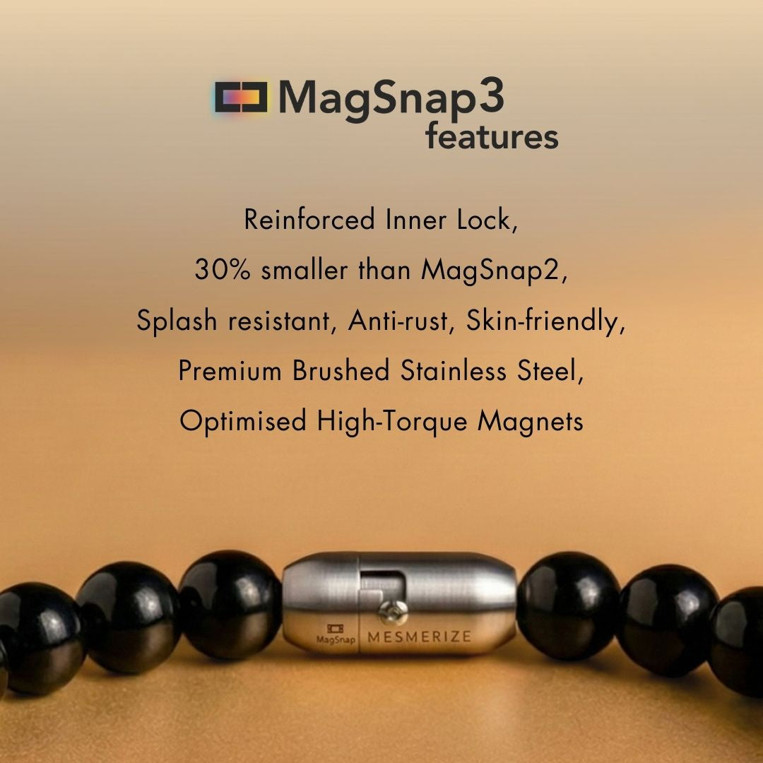 925 Sterling Silver Spiritual Om Pyrite Bracelet with Magsnap2