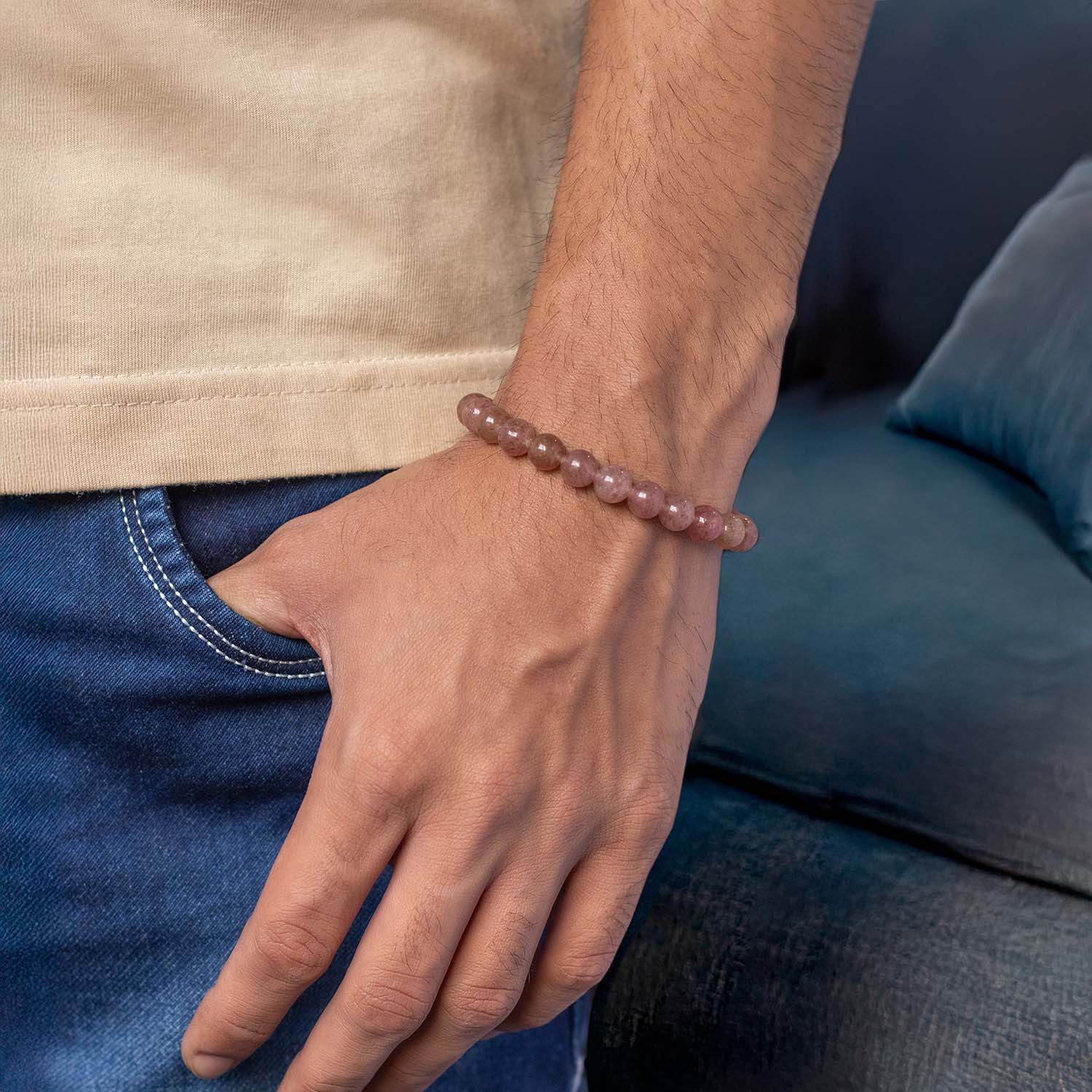 Soulful Strawberry Quartz Natural Stone Bracelet with MagSnap