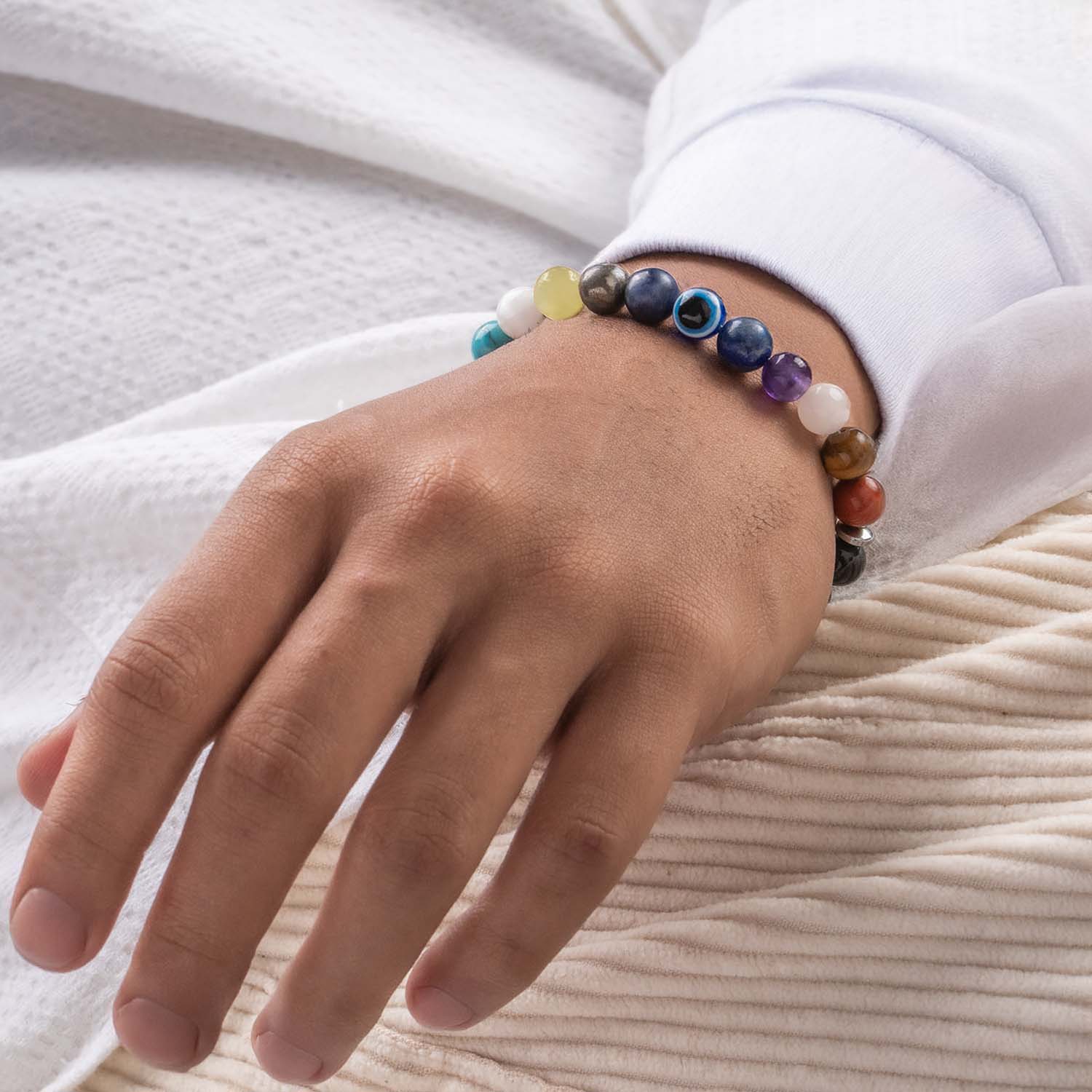 Super 11 Chakra Natural Stone Elastic Bracelet