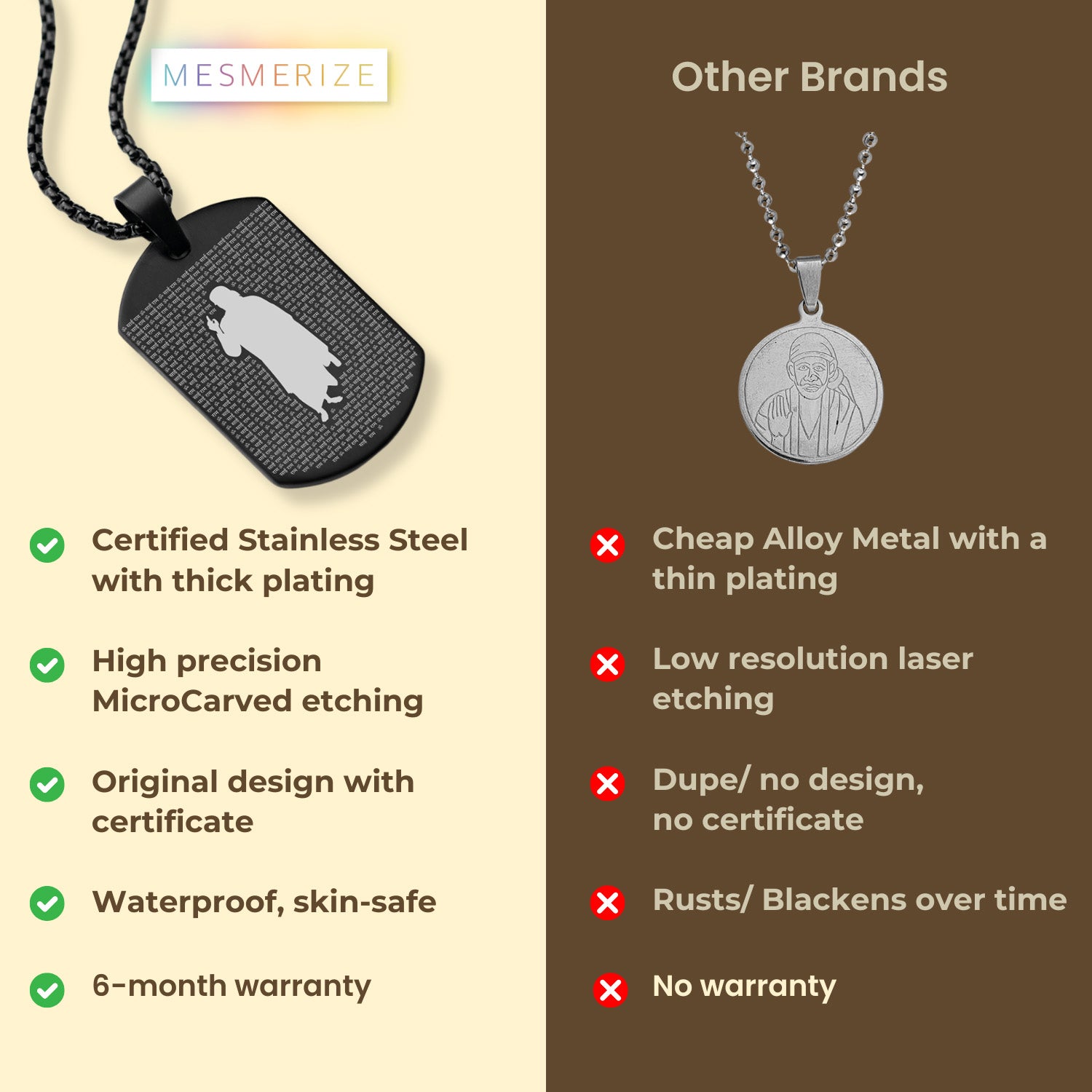 Om Sai Ram MicroCarved Tag Necklace Silver