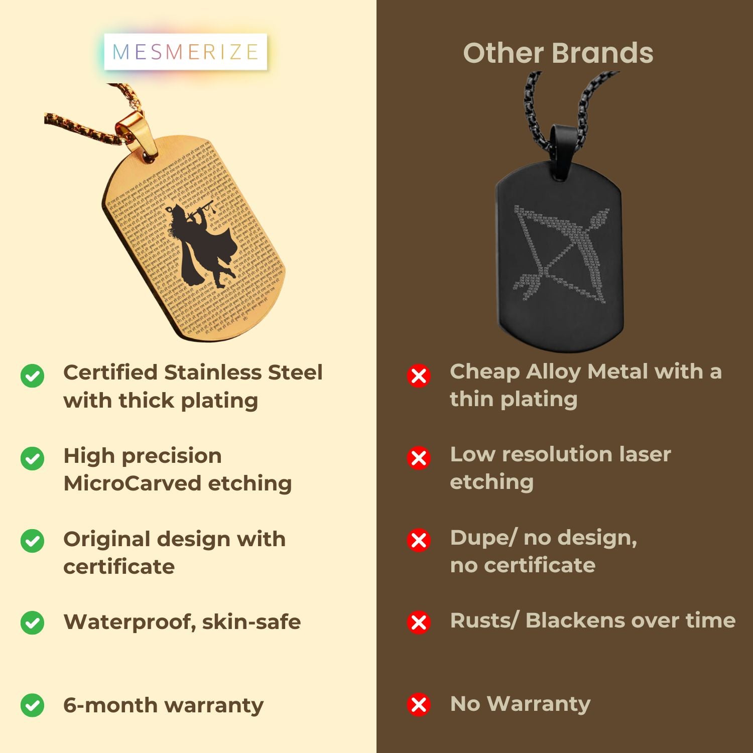 Hare Krishna Tag Necklace Silver