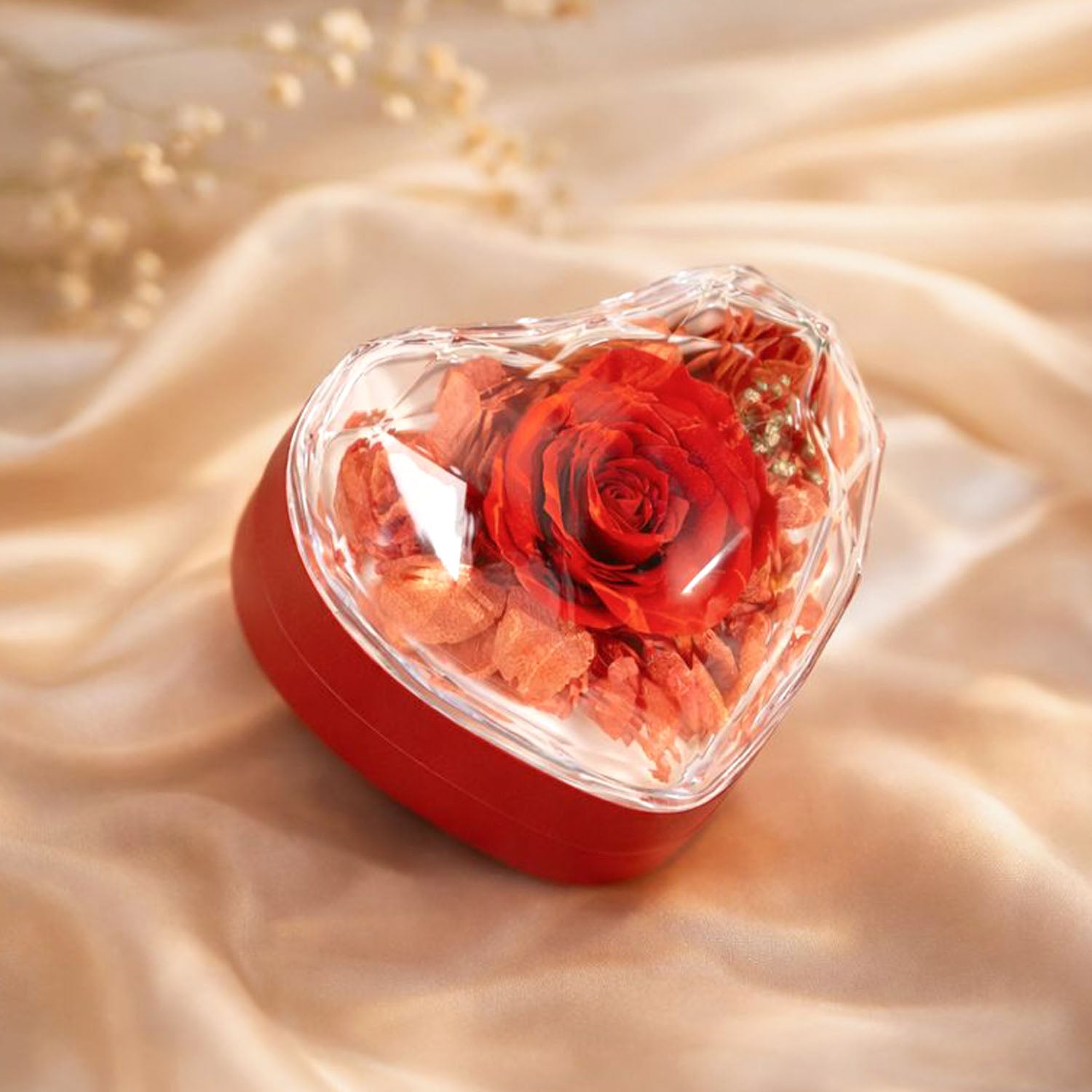 Valentine's Heart Shaped Preserved Rose Jewellery Box