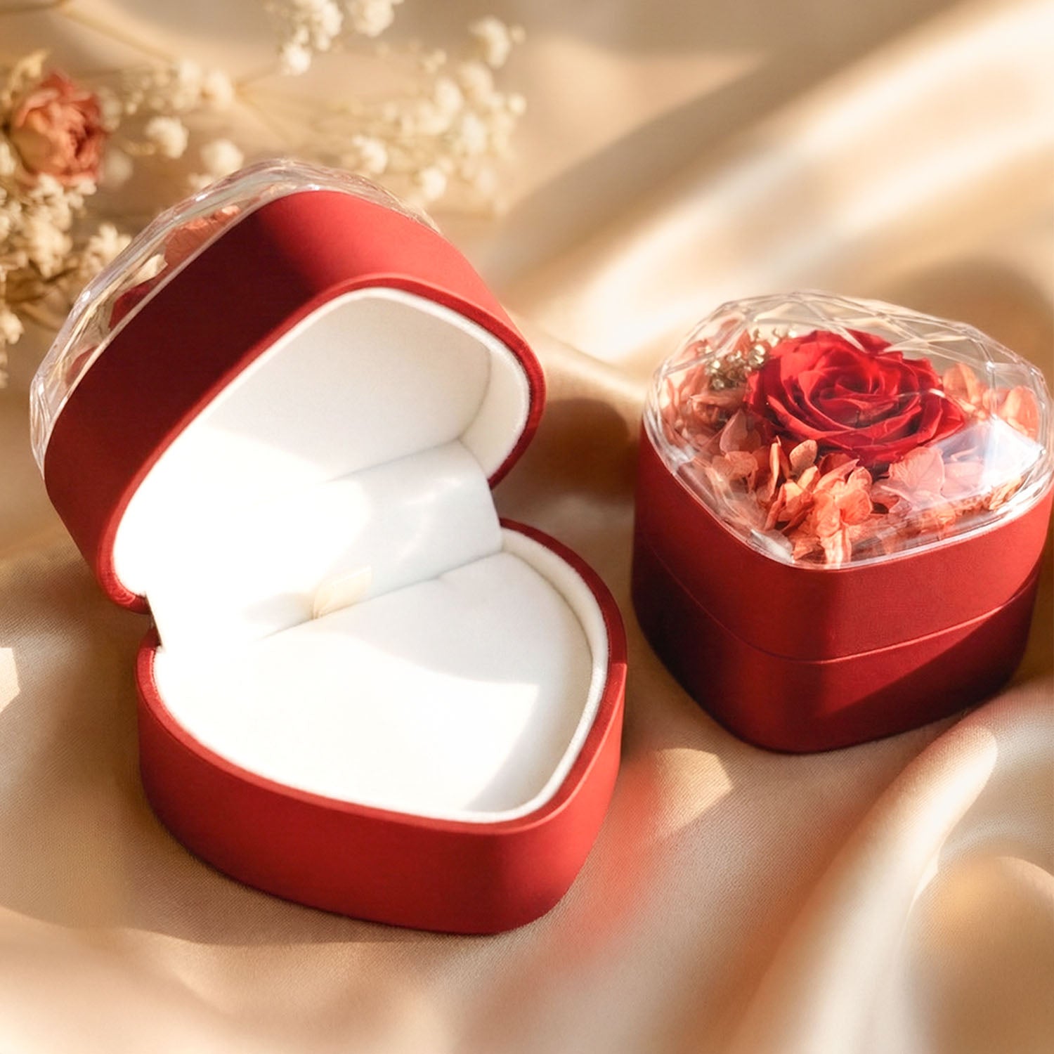 Valentine's Heart Shaped Preserved Rose Jewellery Box