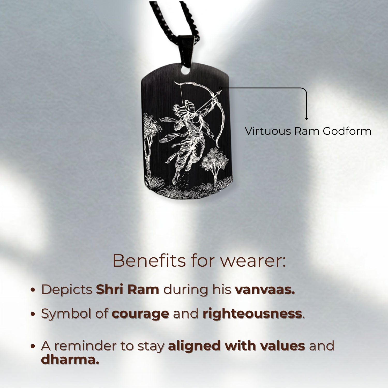 Virtuous Ram Godform Silver Tag Necklace