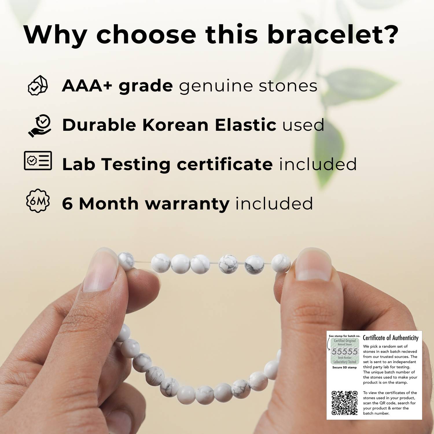 Inner Peace Selenite Natural Stone Elastic Bracelet