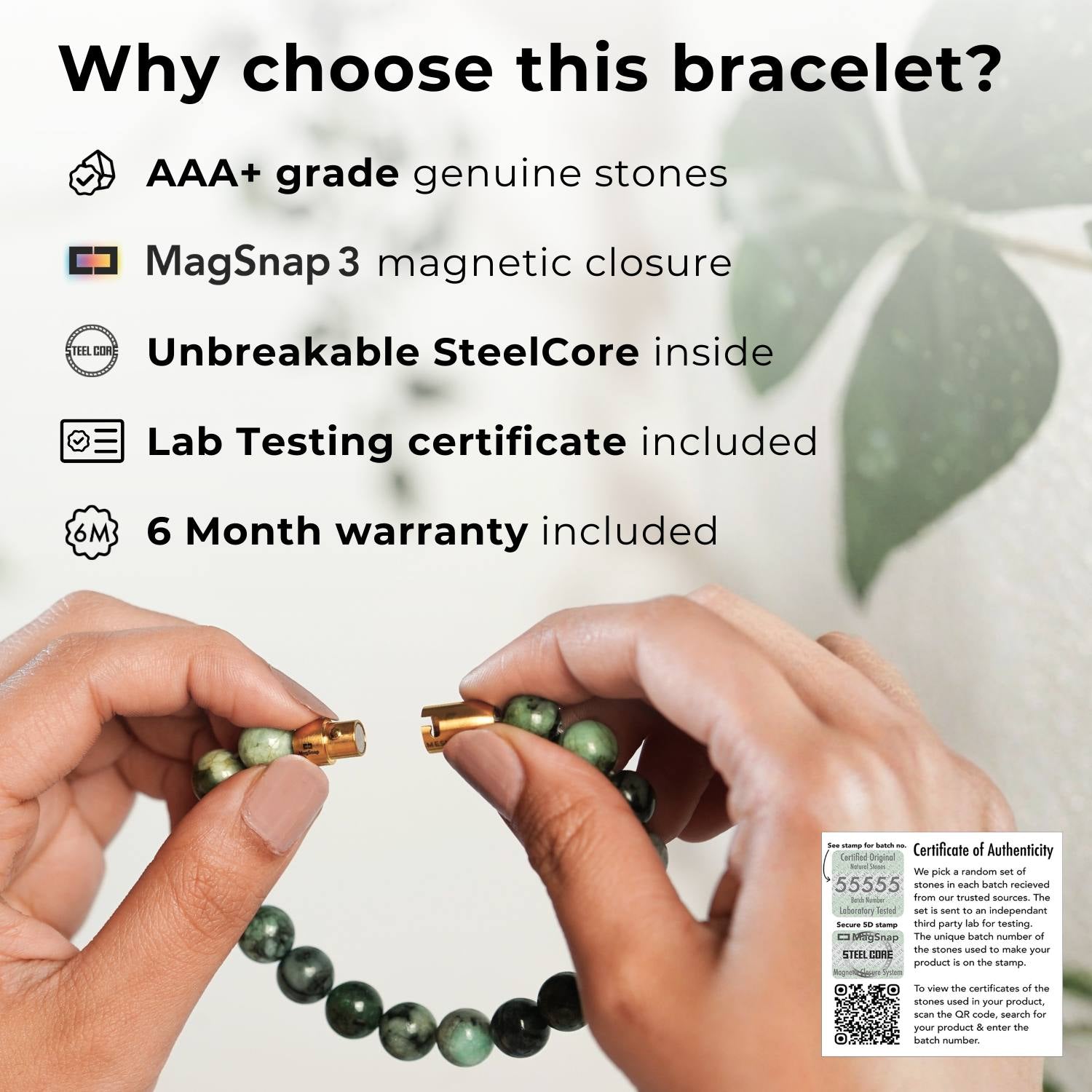 925 Sterling Silver Spiritual Om Pyrite Bracelet with Magsnap2