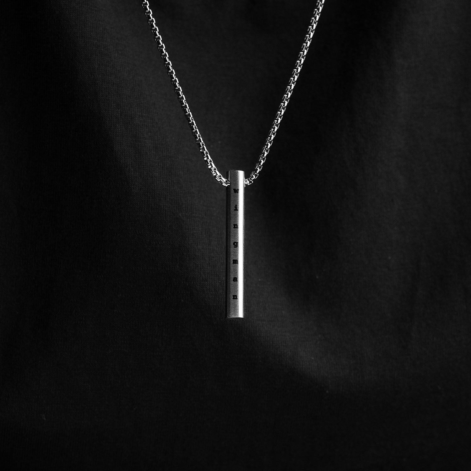 Wingman Silver Barrel Necklace