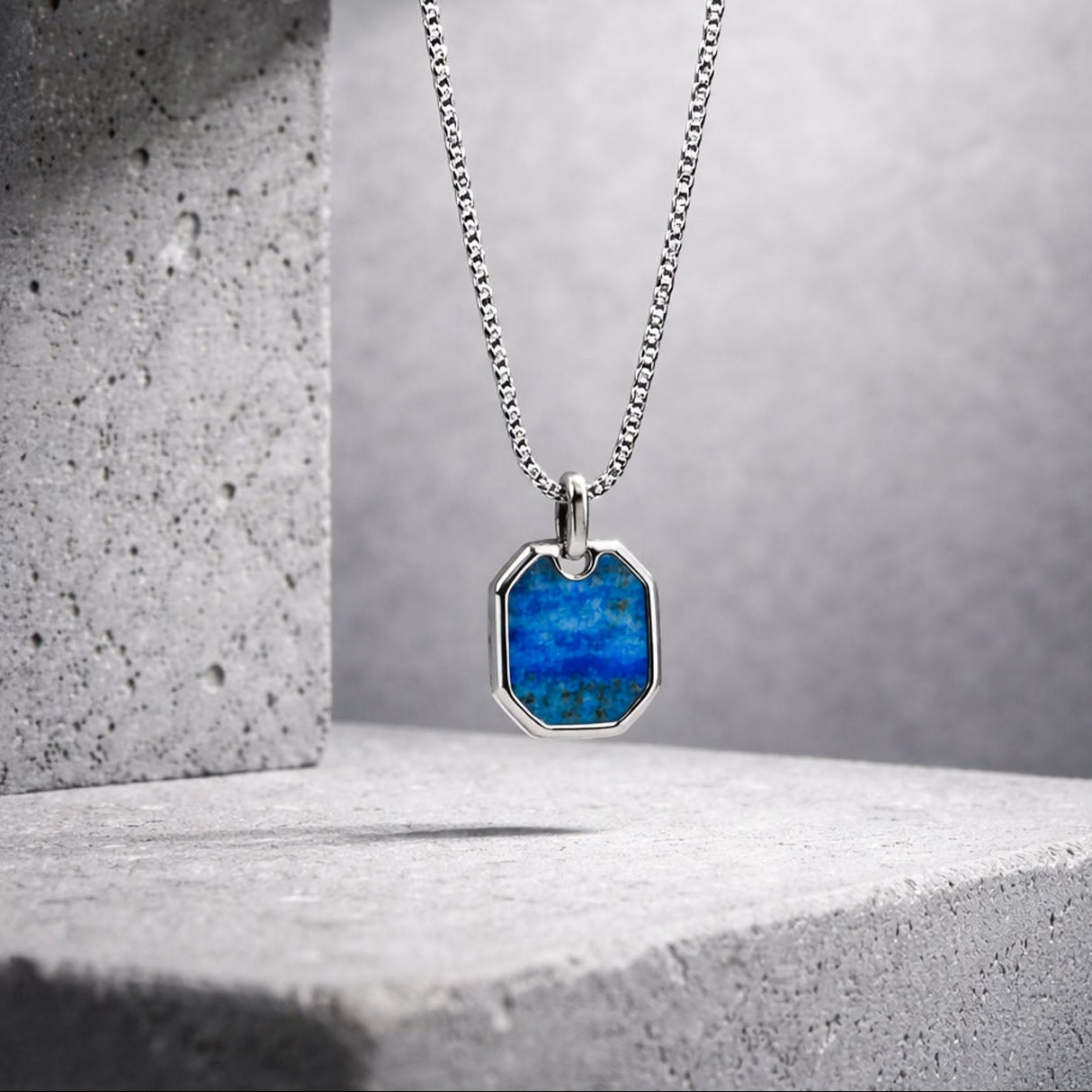 Wisdom Lapis Lazuli Natural Stone Square Necklace