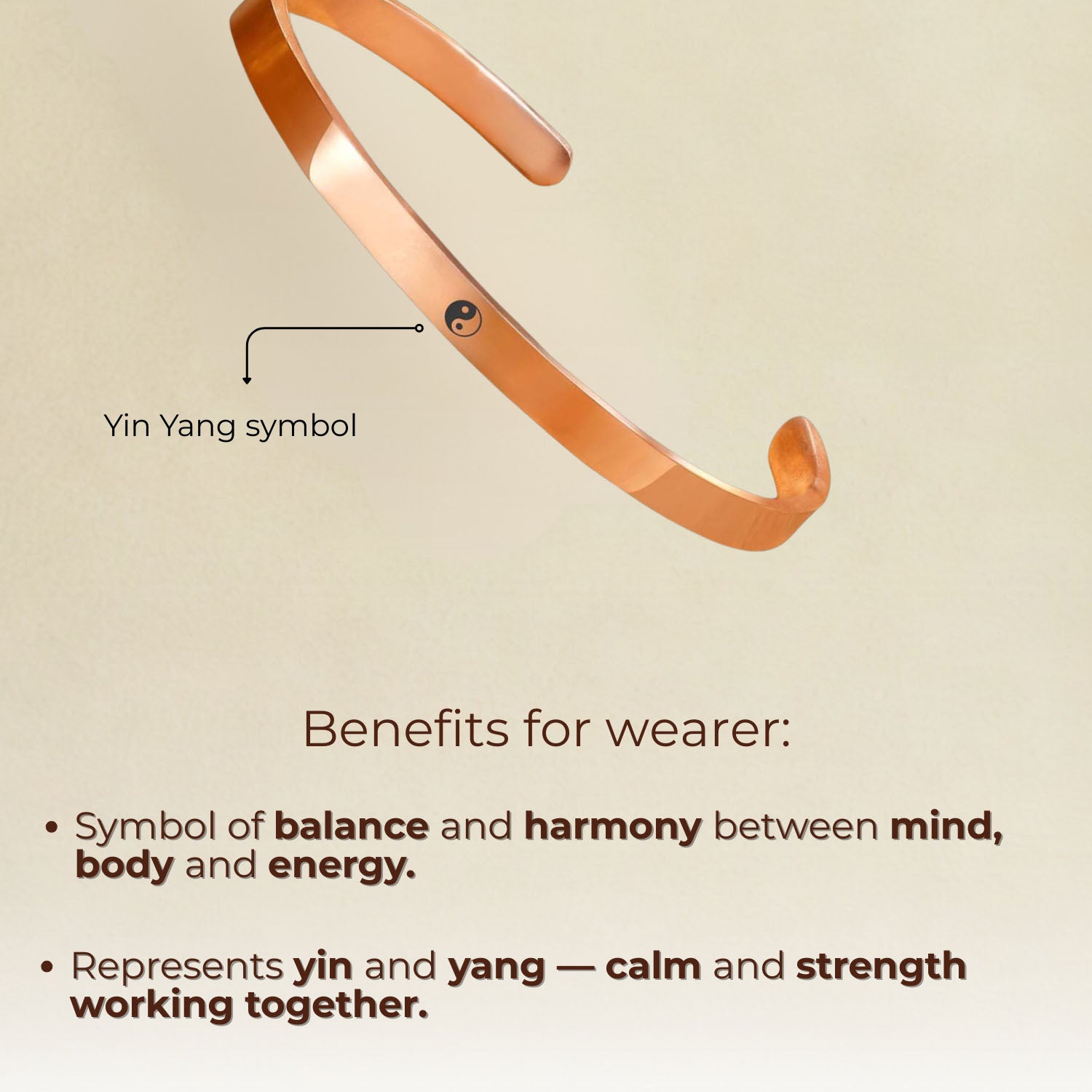 Yin Yang Gloss Cuff Adjustable Bracelet Black