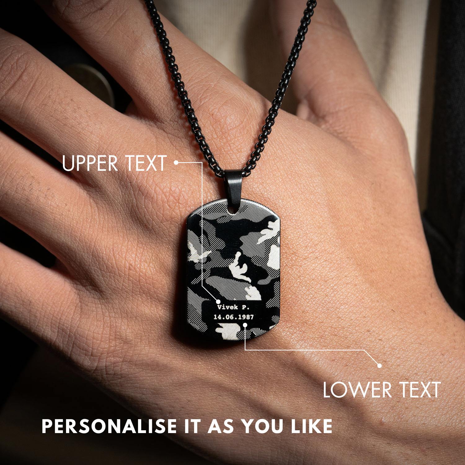 Classic Camo Dog Tag Necklace Personalised