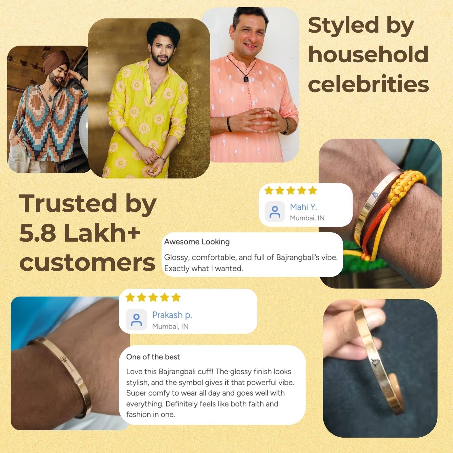 Shiv Trishul Gloss Cuff Adjustable Bracelet Rose Gold