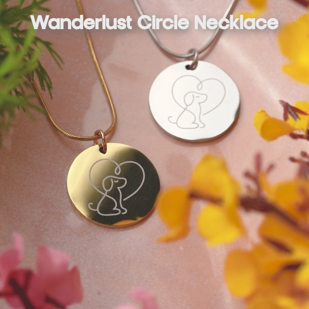 Cute Dog Circle Necklace Silver