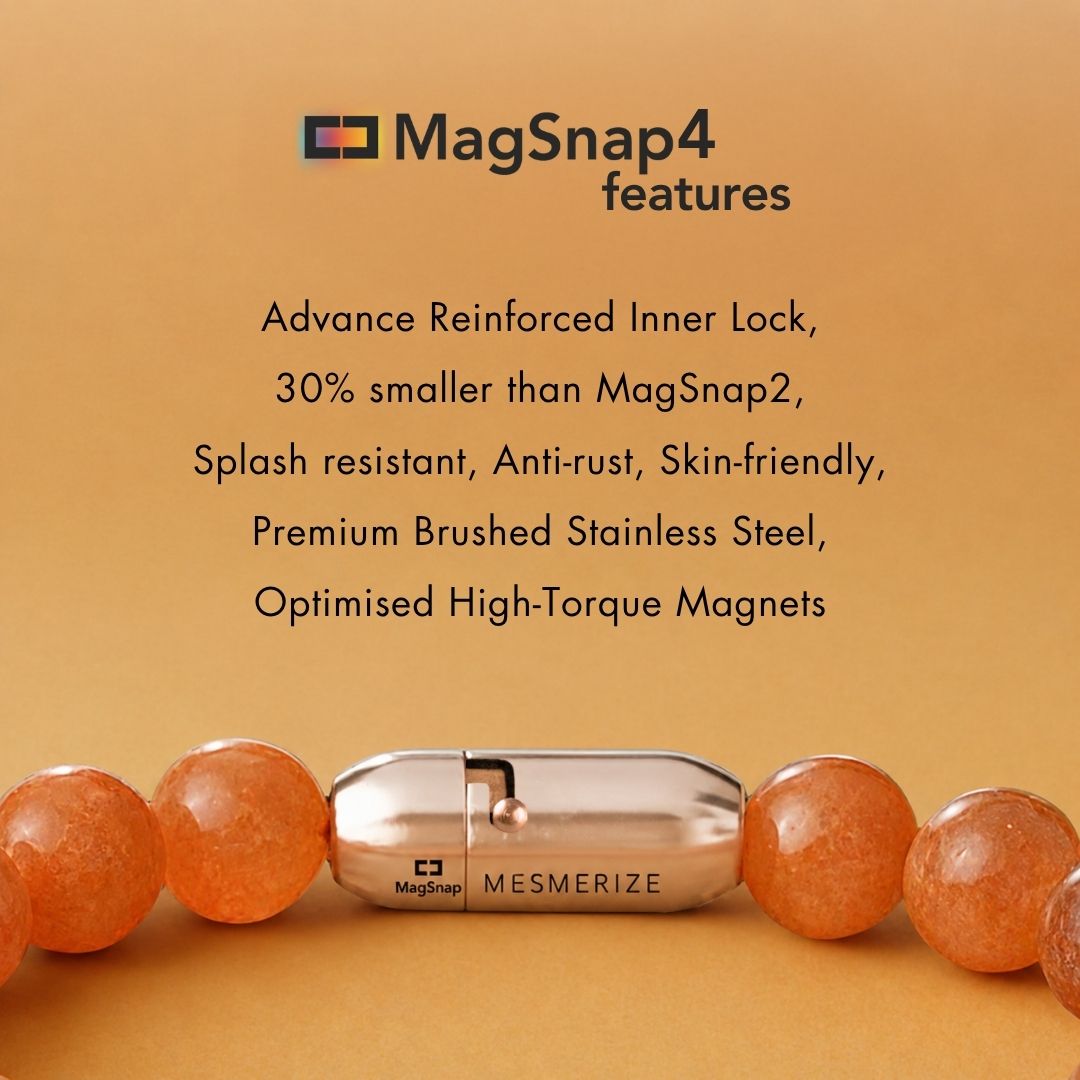 Non-Personalised Solace Rose Quartz 9 Chakra Natural Stone Bracelet with Magsnap 2