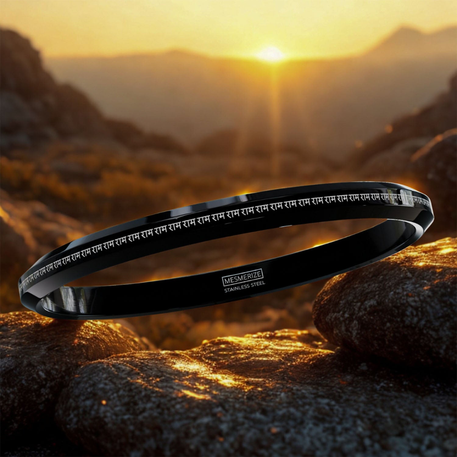 108 Ram MicroCarved Round Kada Black