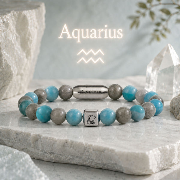 Aquarius (Kumbh) Zodiac Stone Bracelet with MagSnap 2