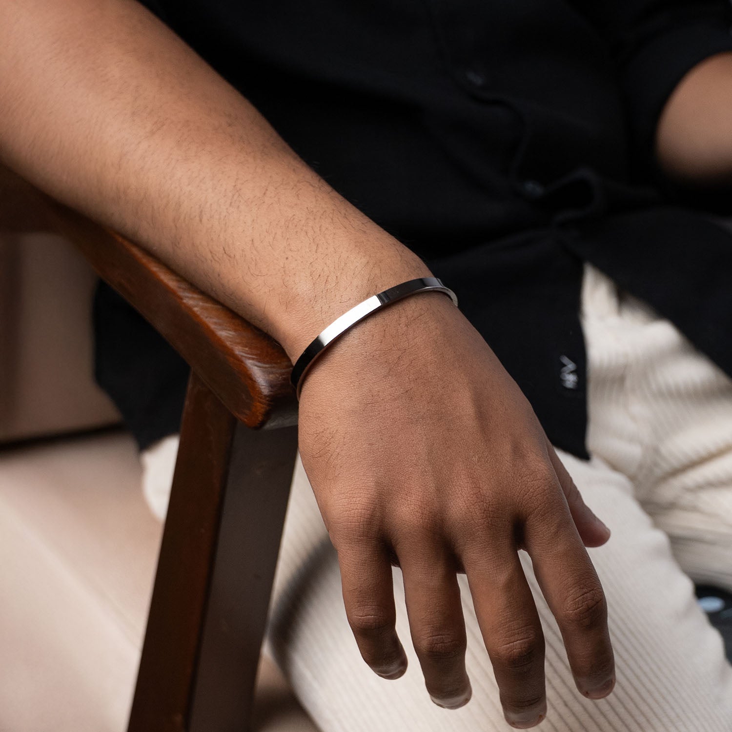 Non Personalised Silver Cuff Kada Bracelet