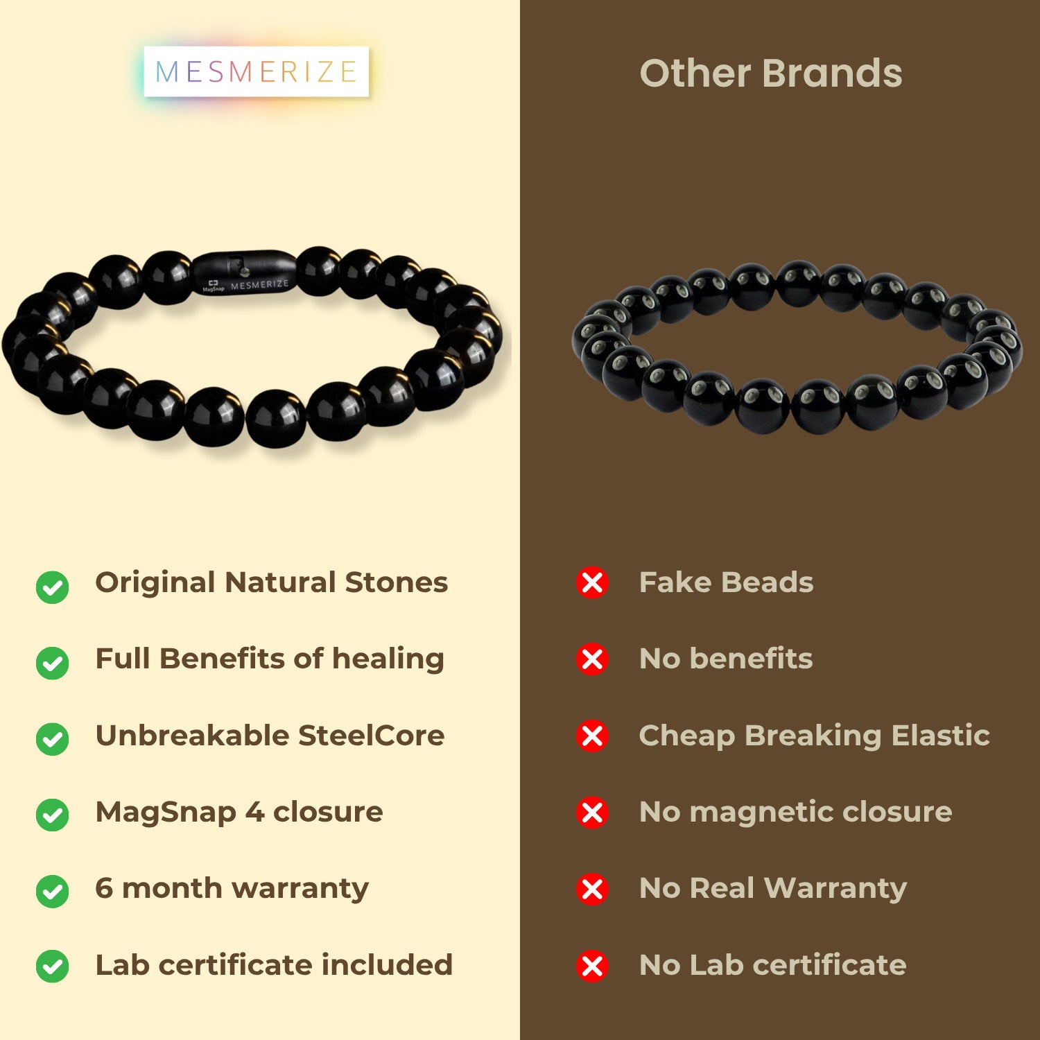 Grounding Black Obsidian Natural Stone Bracelet with MagSnap