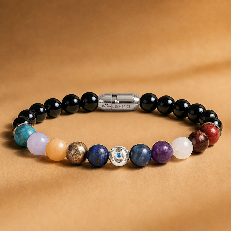 Pure 925 Silver Super 11 Chakra Natural Stone Bracelet With MagSnap