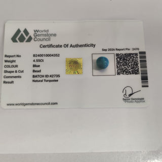 African Turquoise lab certificate 13