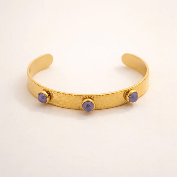 Aira Amethyst Gold Cuff Bracelet