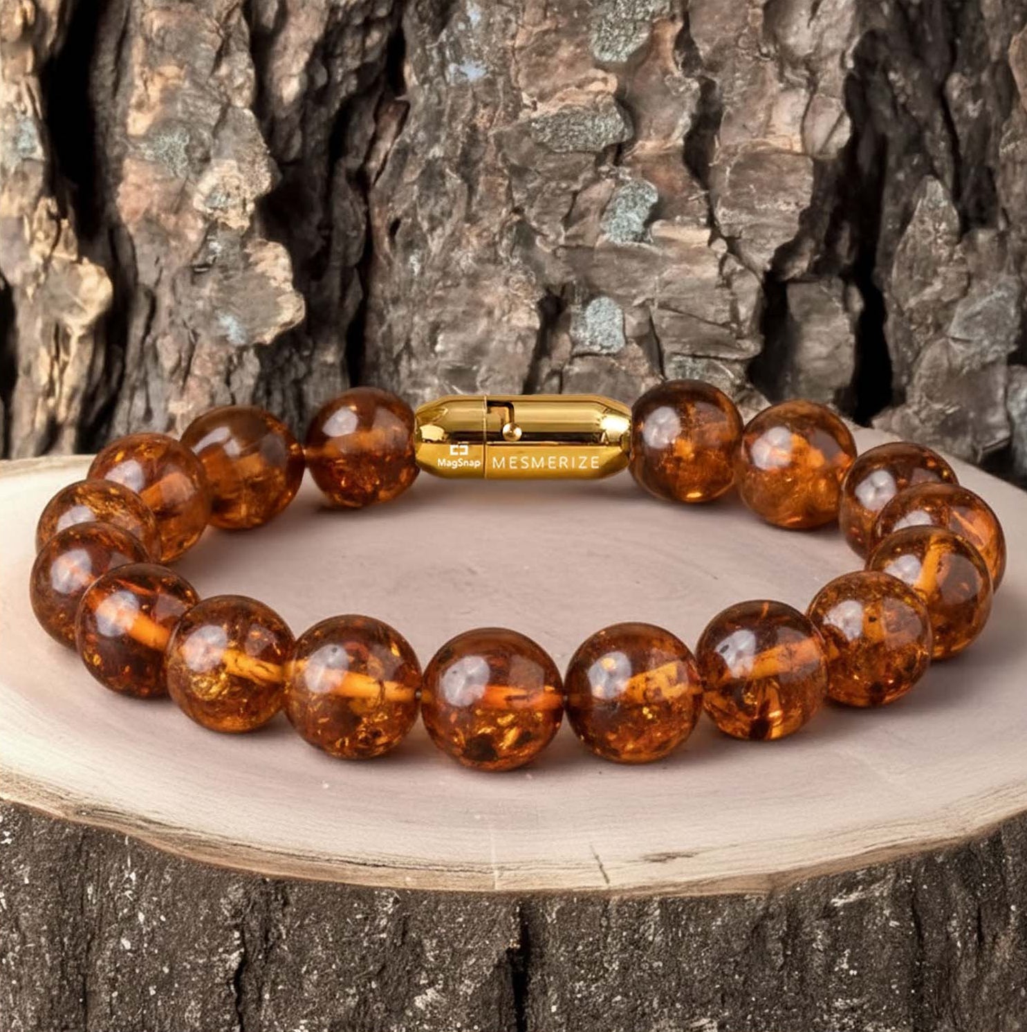 Celestial Warmth Amber (Kahruwa) Natural Stone Bracelet with Magsnap2