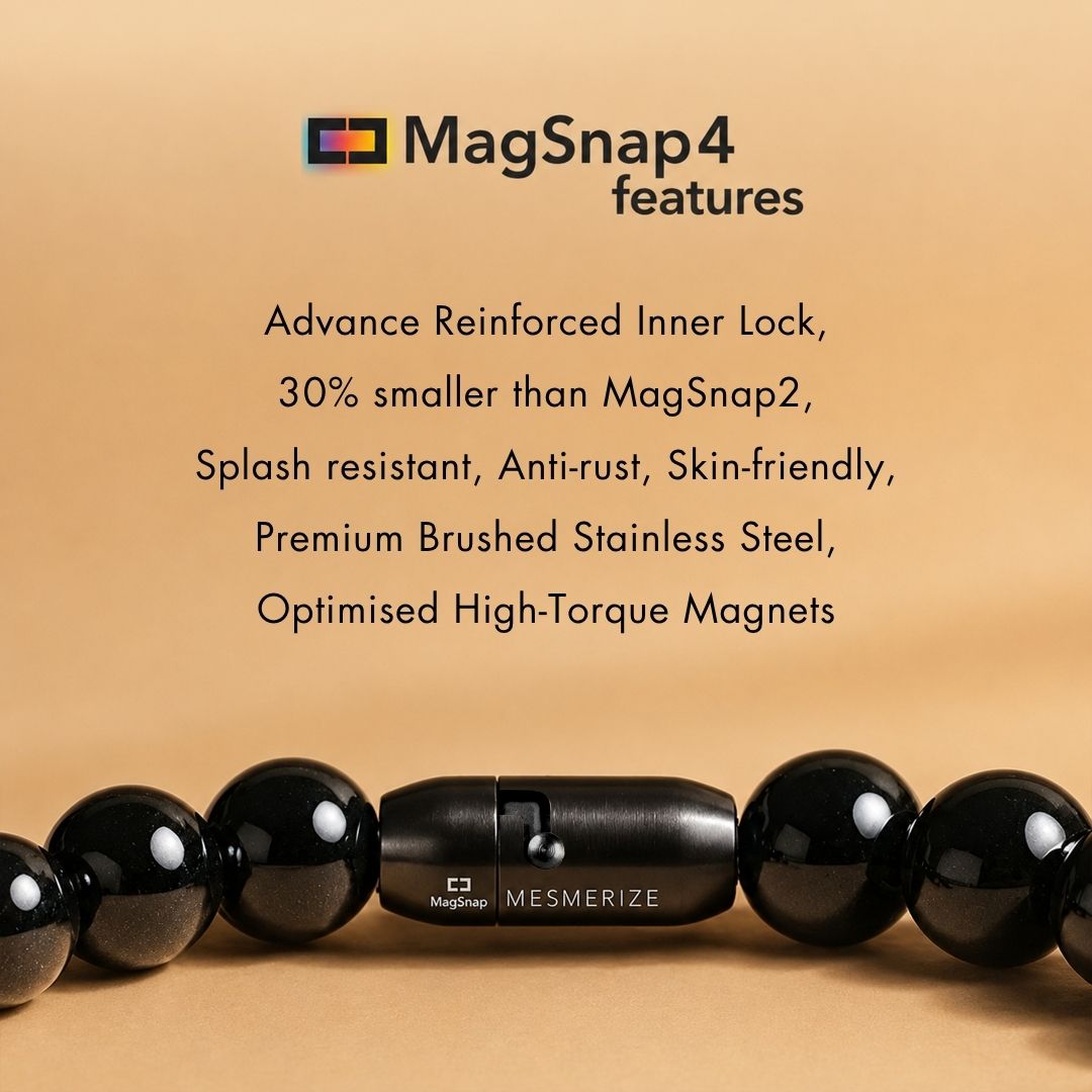 Grounding Black Obsidian Natural Stone Bracelet with MagSnap