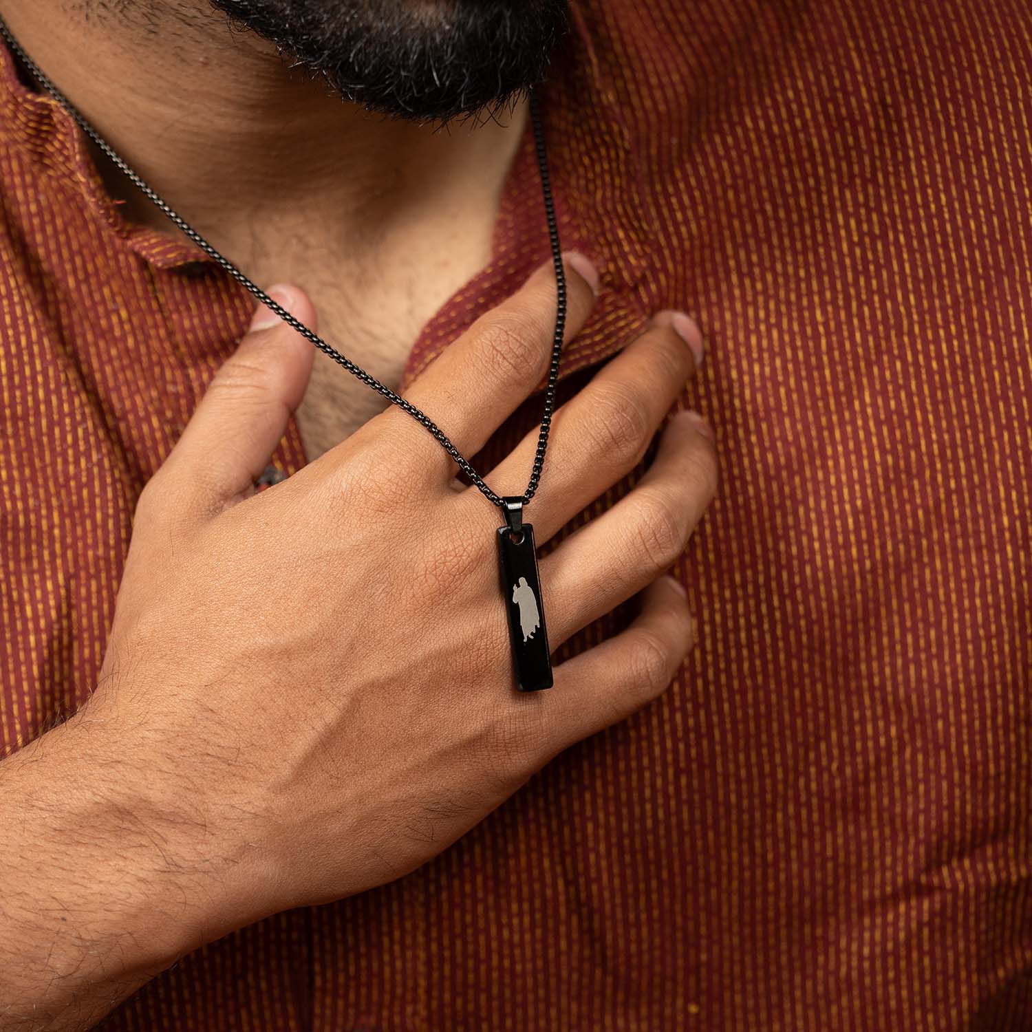 Sai Baba Mini Tag Necklace Black