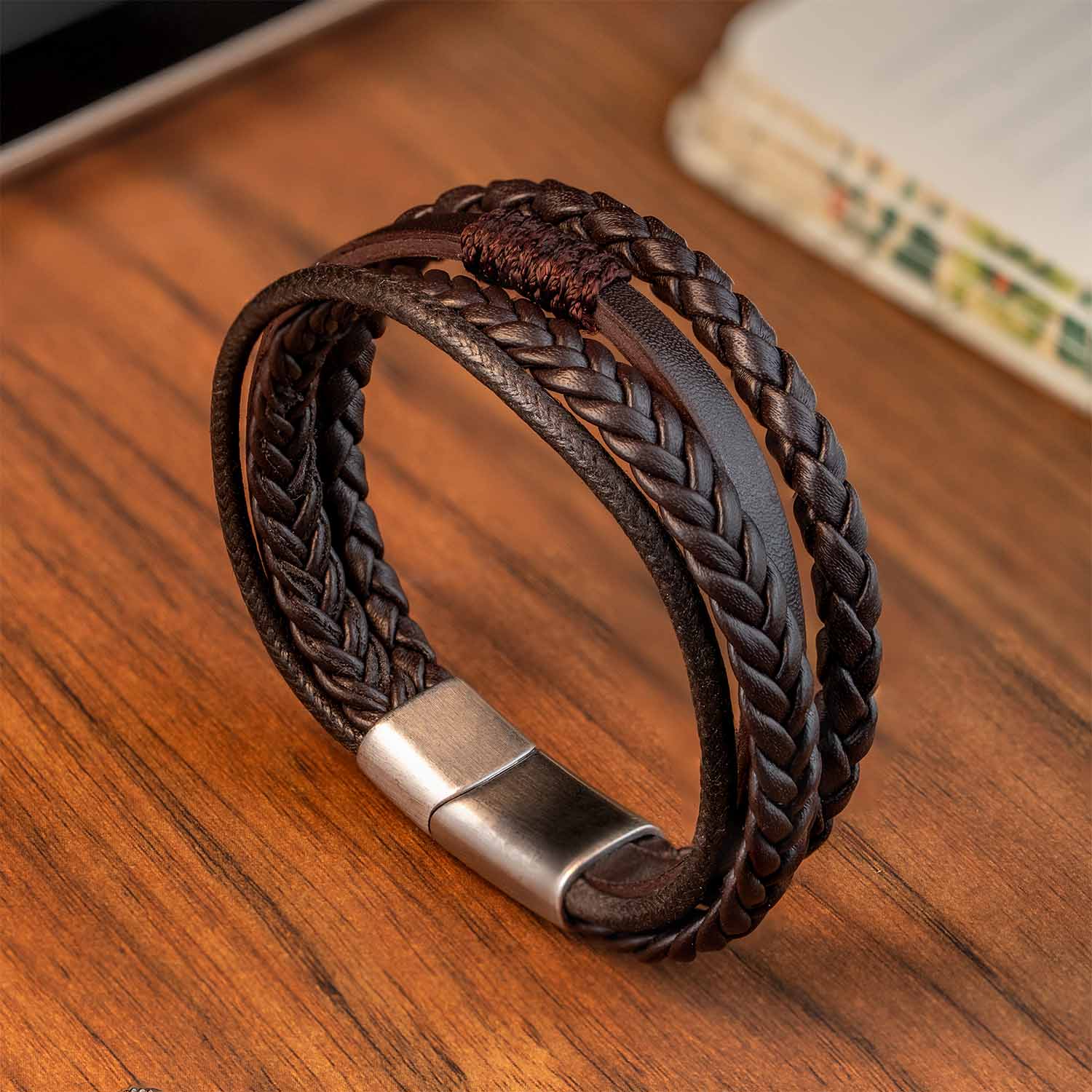 Rebel Grip Draped NeoLeather Bracelet with MagSlide Brown