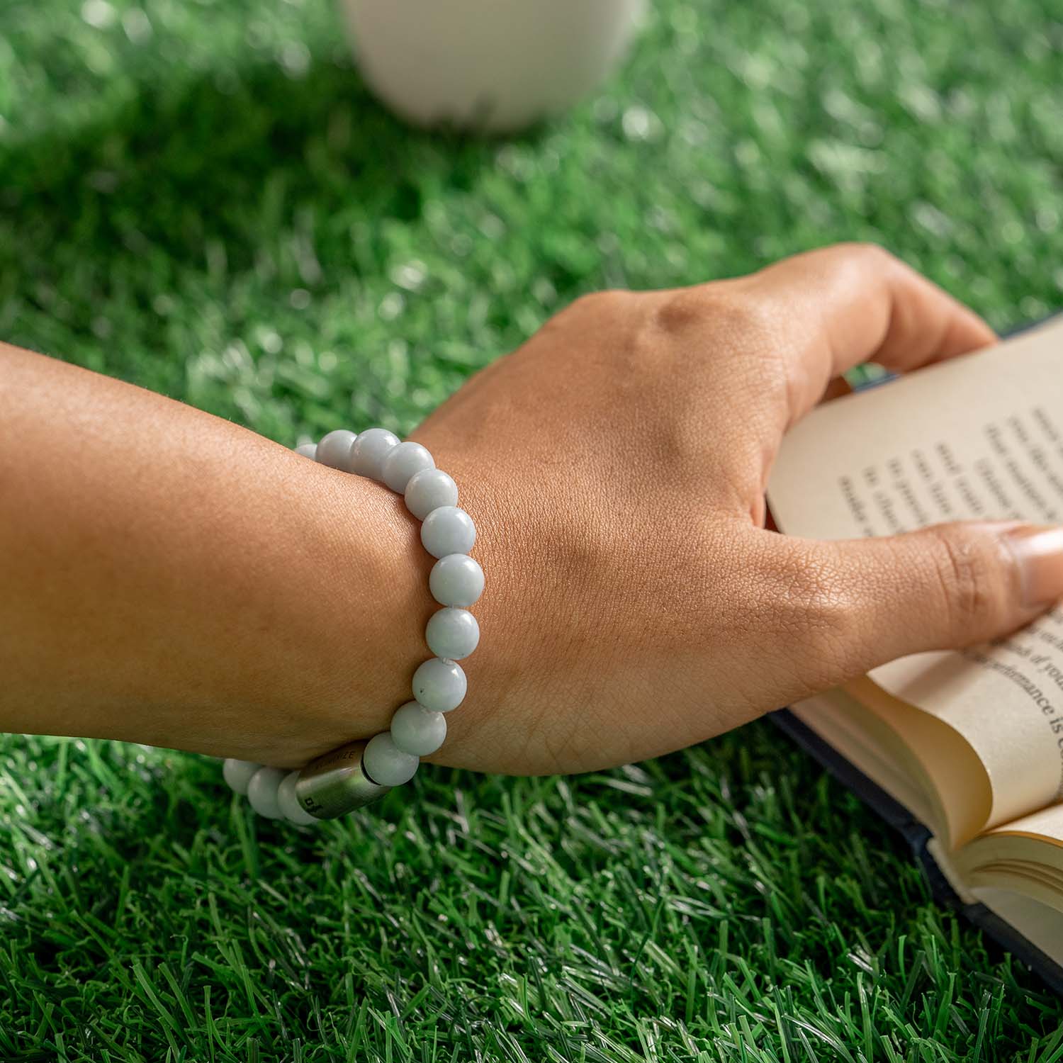 Calming Angelite Natural Stone Bracelet with MagSnap