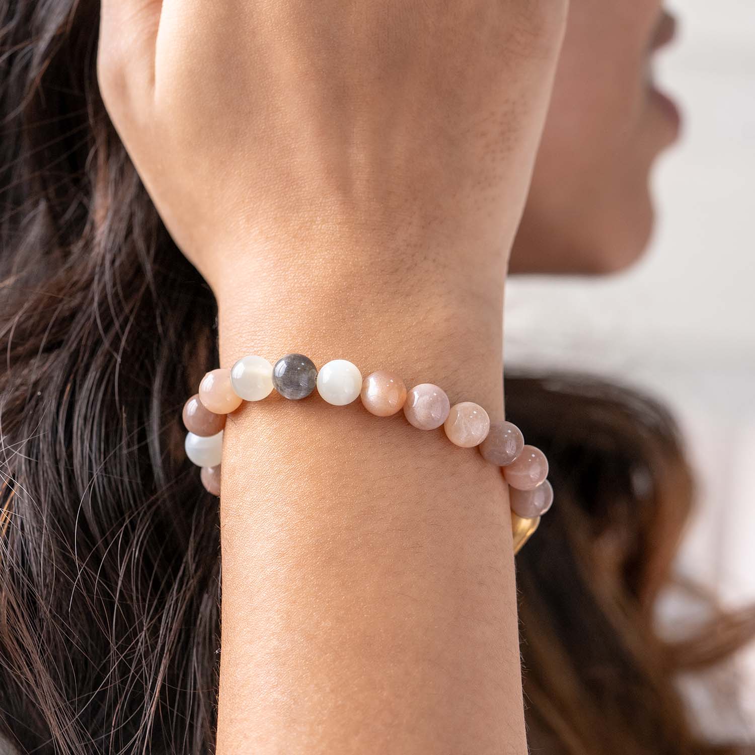 Calming Multi Moon Natural Stone Bracelet with MagSnap