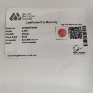 Carnelian lab certificate 16