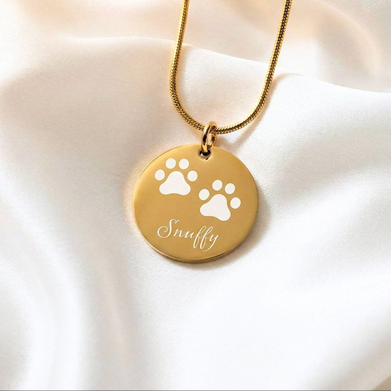 Cat Paw Circle Necklace Gold