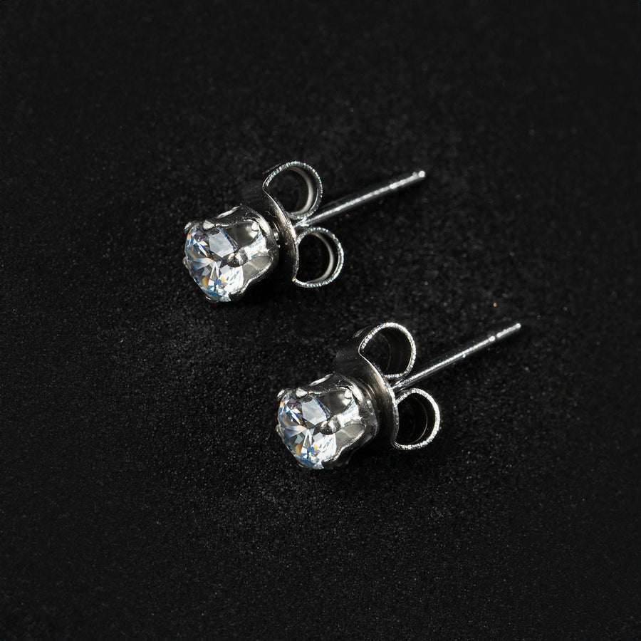 Diamond-Look Solitaire Stud Earrings (Pair)