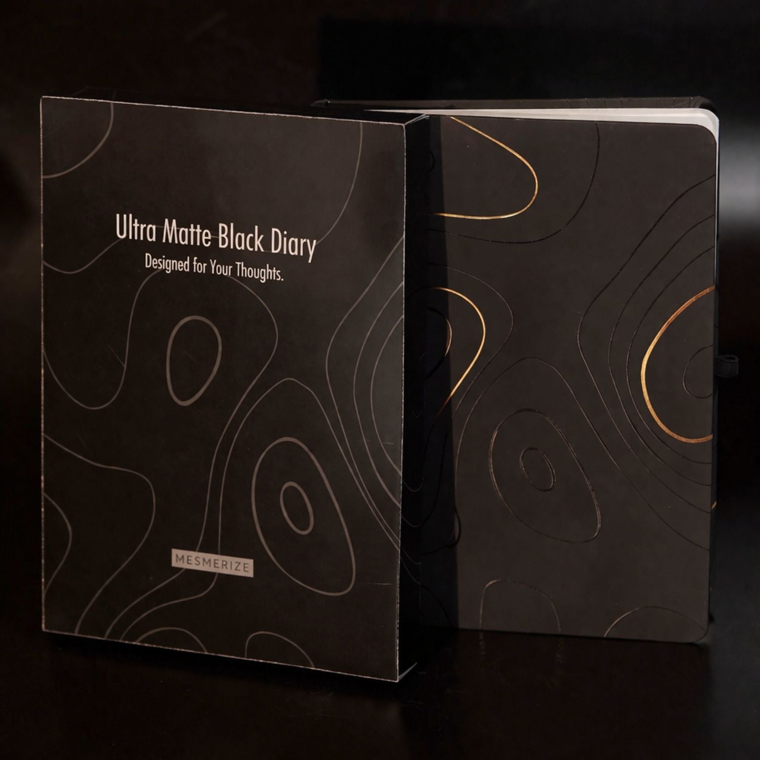 Matte Black Foil Print Diary with  Personalised Pen