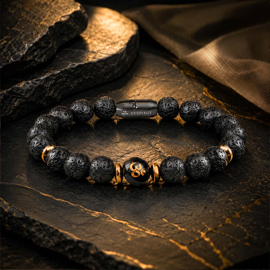 Divine Lava Natural Stone Om Bracelet with MagSnap