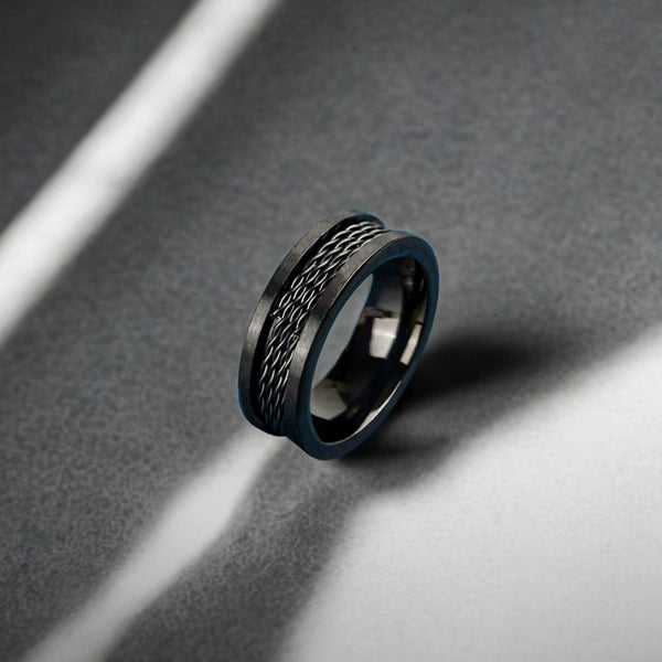 Drenn Spinning Black Band Ring