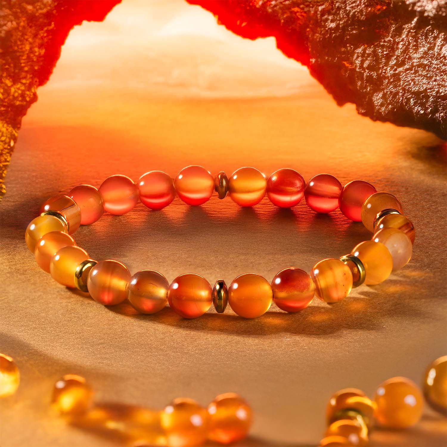 Empowering Carnelian Natural Stone Elastic Bracelet