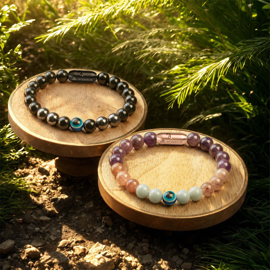 Evil Eye Natural Stone Couple Bracelets with Magsnap 4
