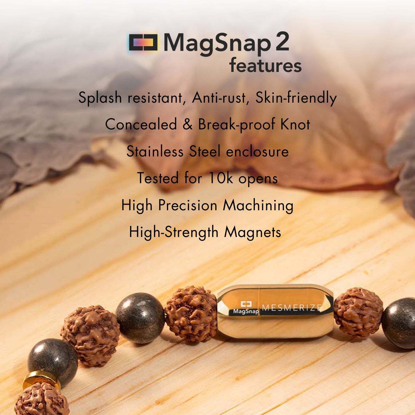 Natural Stone Jewellery Spiritual Rudraksh Natural Stone Bracelet with Magsnap