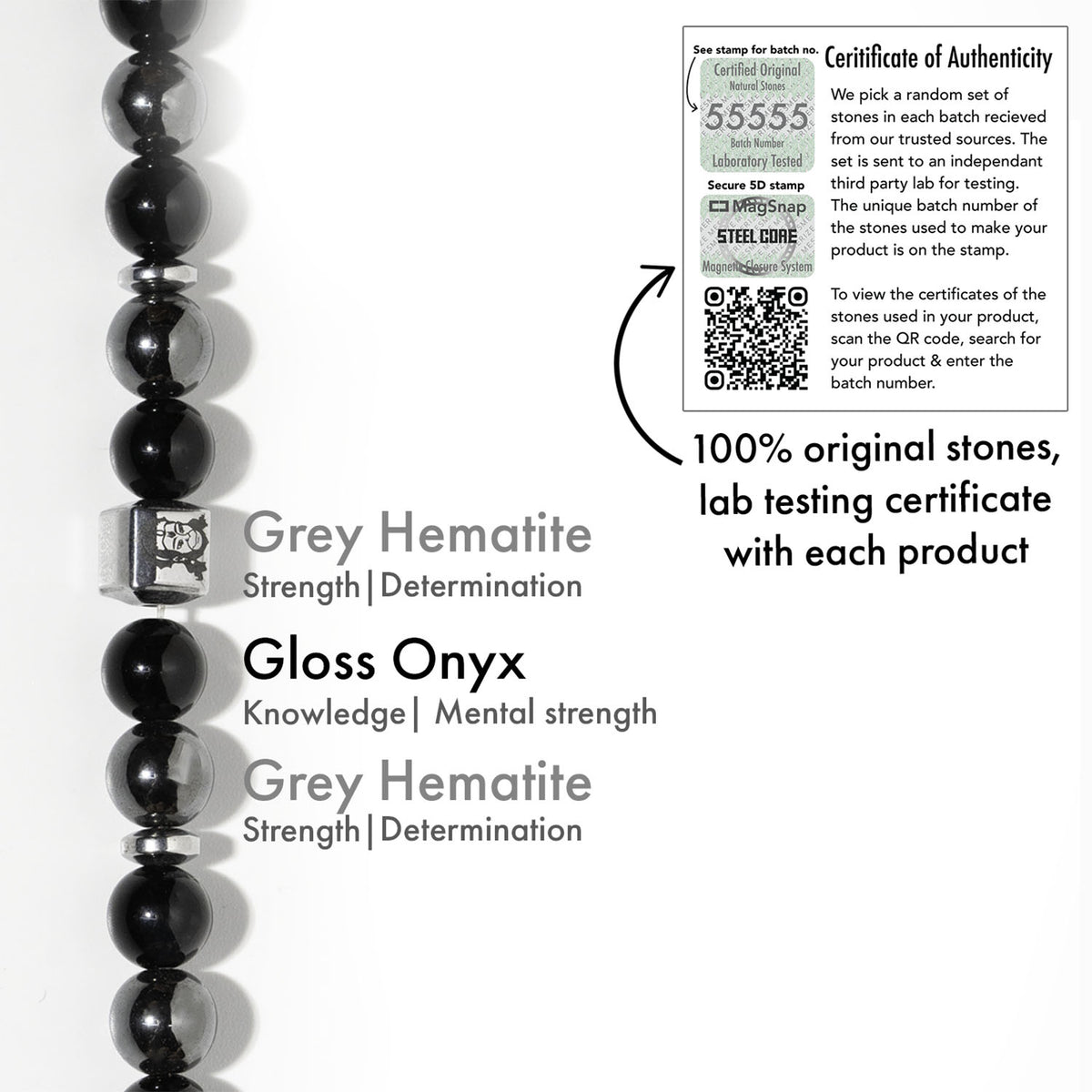 Strength Hanuman Natural Stone Bracelet with MagSnap