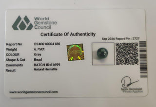 Grey Hematite lab certificate 15
