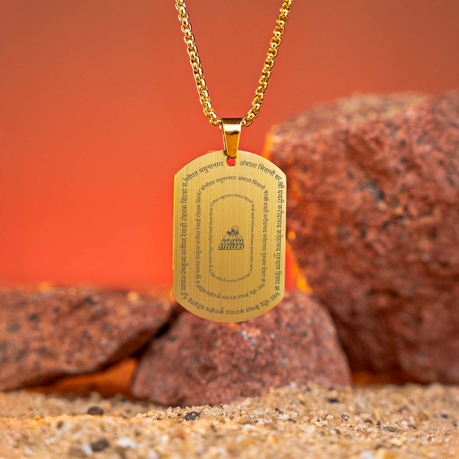 Haryana Districts Gold Tag Necklace