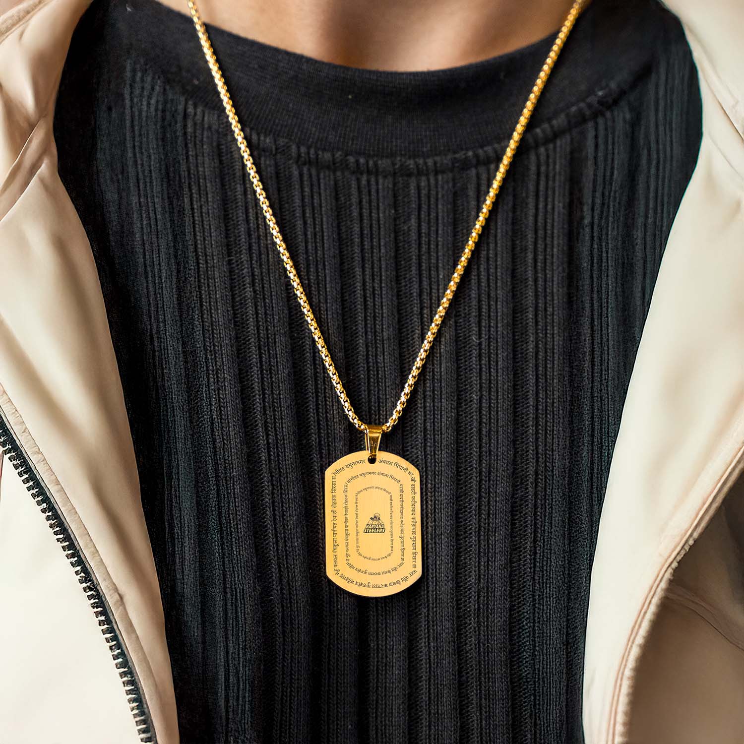 Haryana Districts Gold Tag Necklace