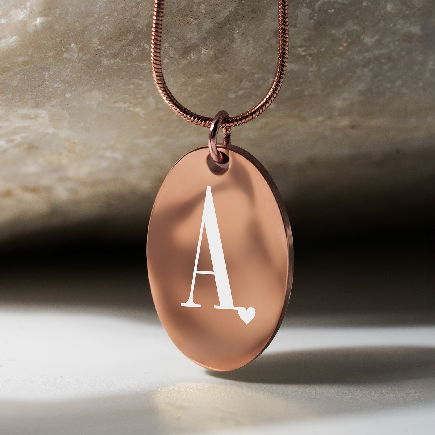 Initials Oval Necklace Rose Gold