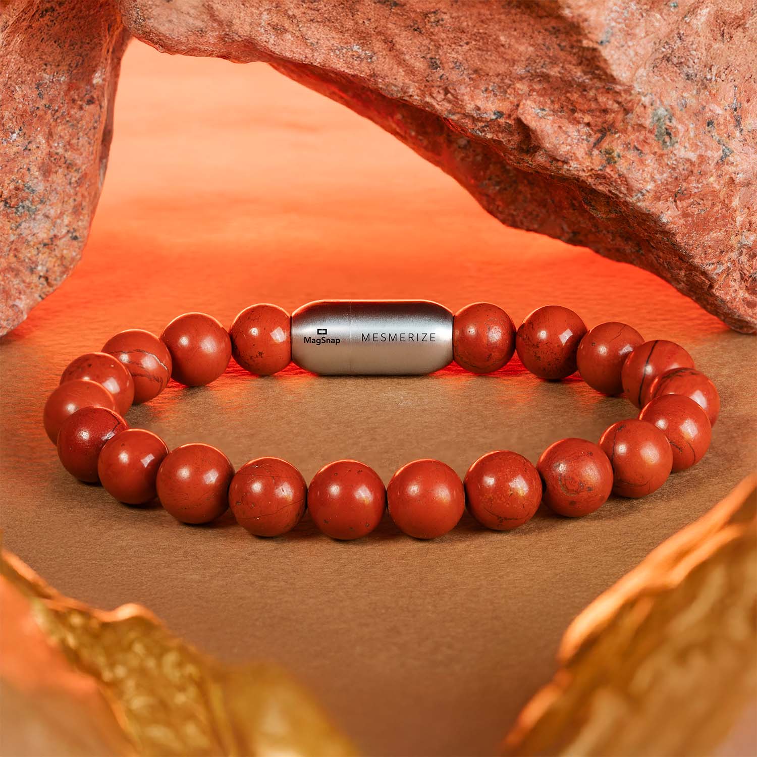 Inner Strength Red Jasper Natural Stone Bracelet with MagSnap 2