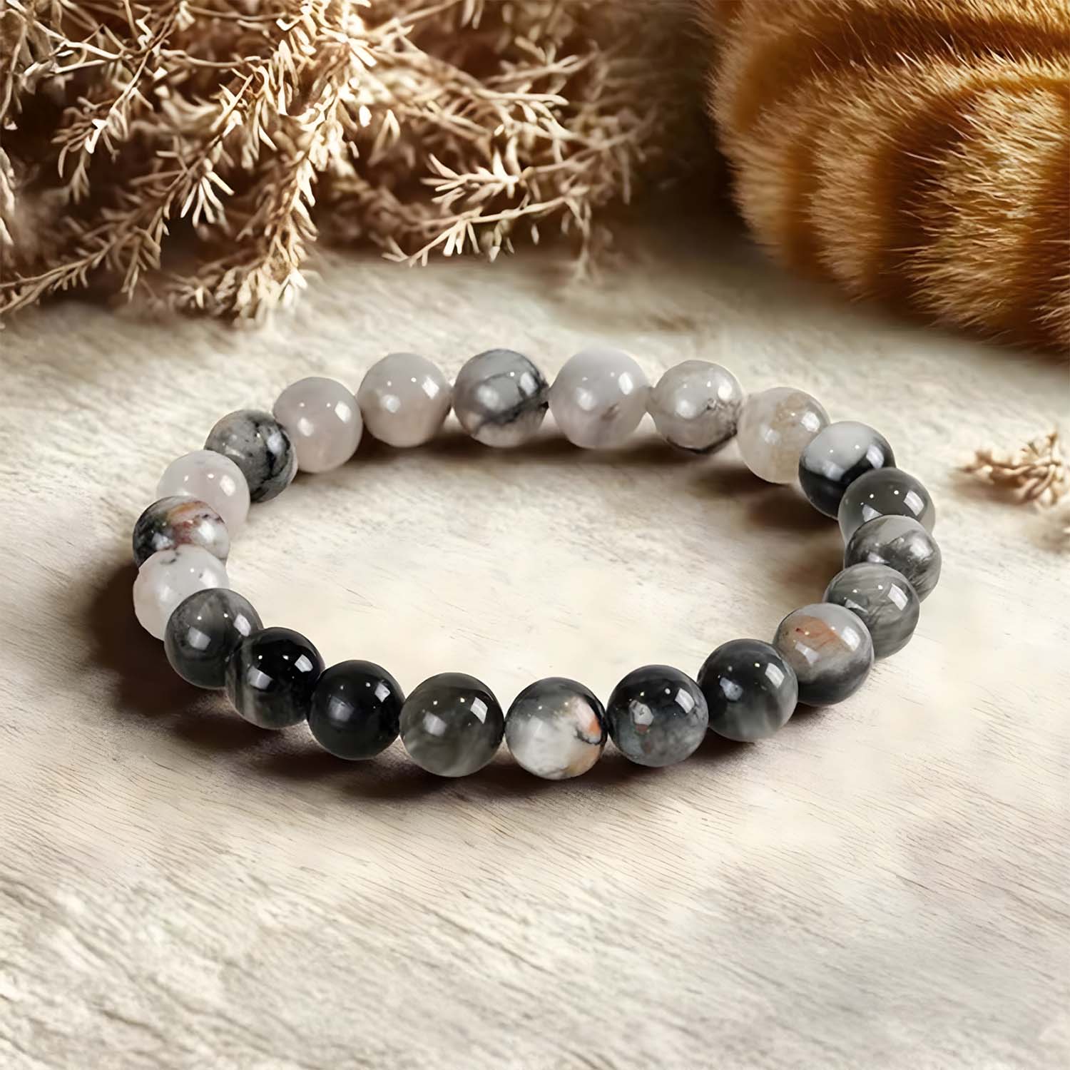 Intuition Cat Eye Natural Stone Bracelet with elastic