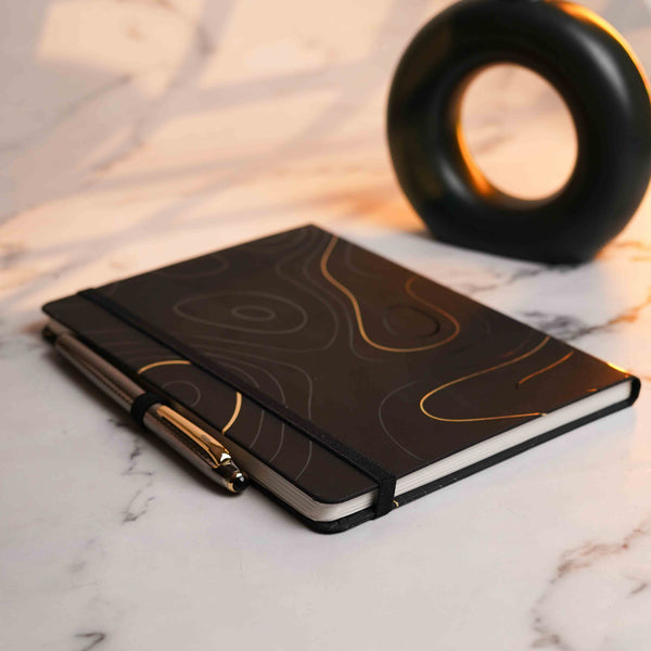 Matte Black Notebook with Obsidian 2 in 1 MagSnap Roller Ball Pen with Stylus None