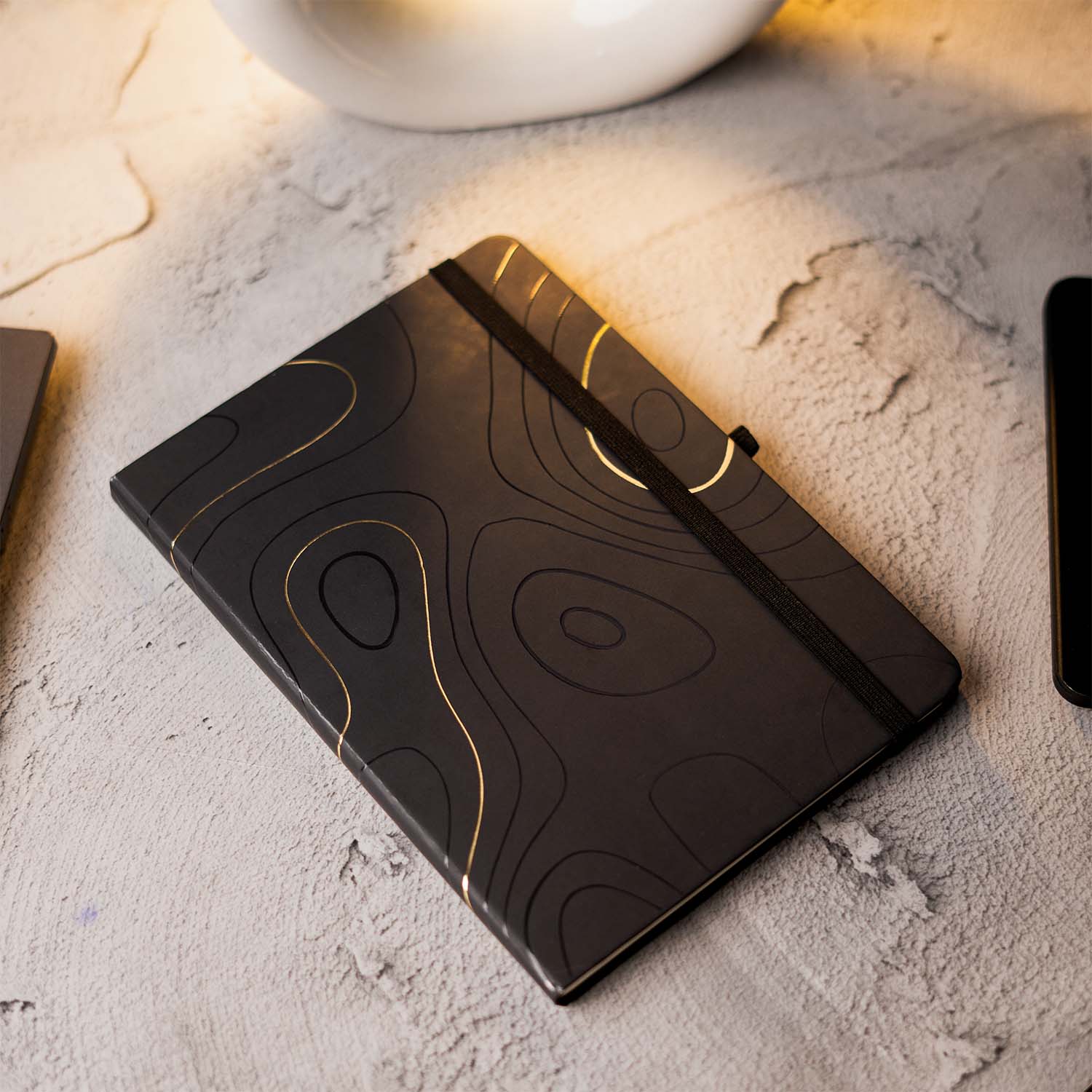 Matte Black Foil Print Diary with Pen