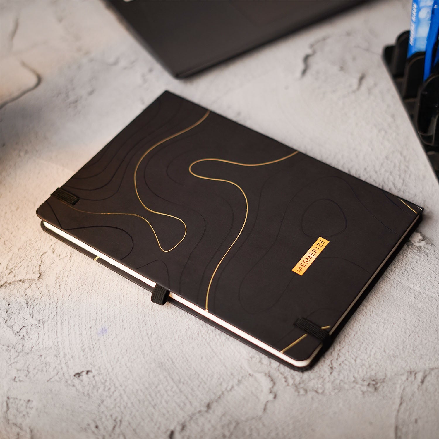 Matte Black Foil Print Diary with  Personalised Pen