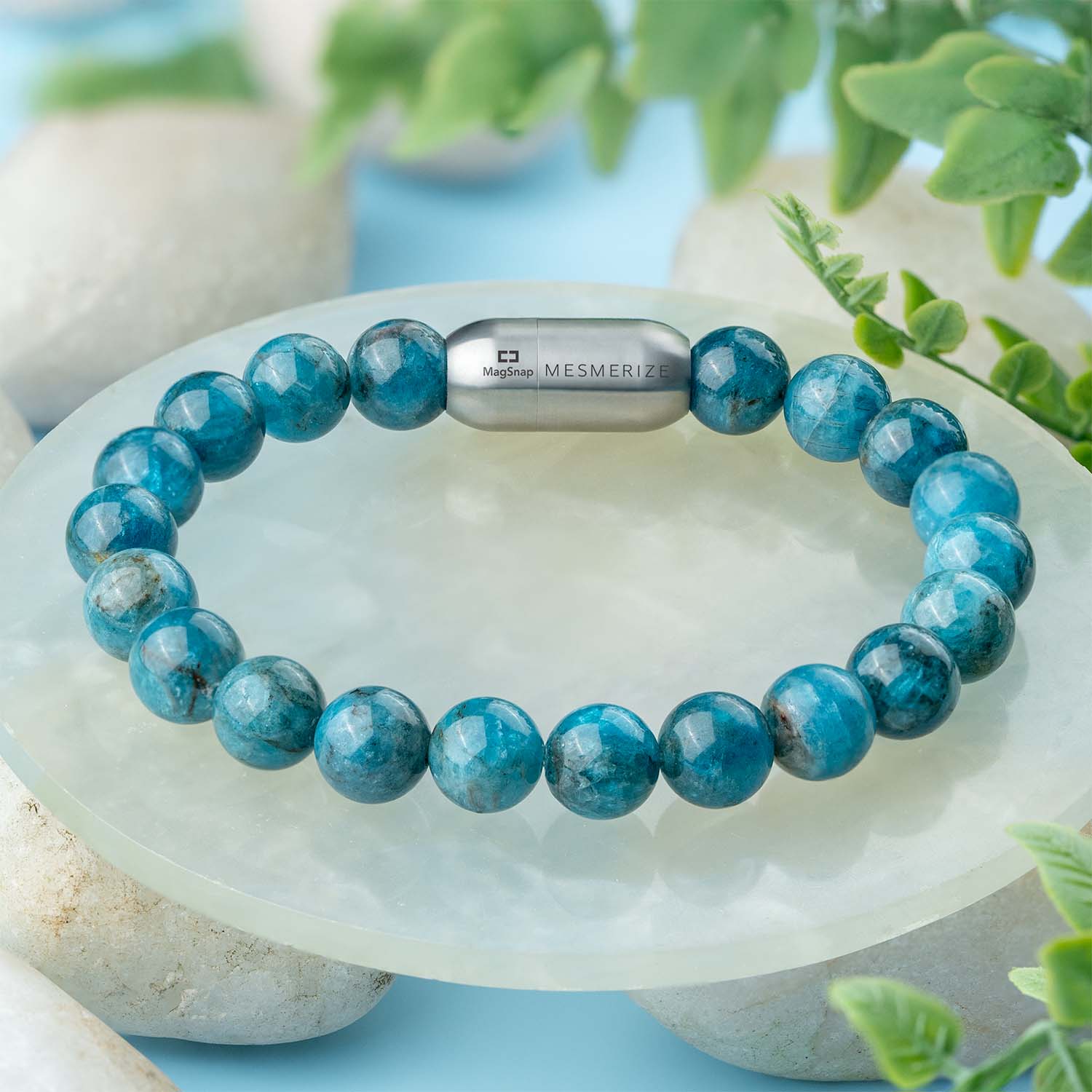 Motivating Blue Apatite Natural Stone Bracelet with MagSnap